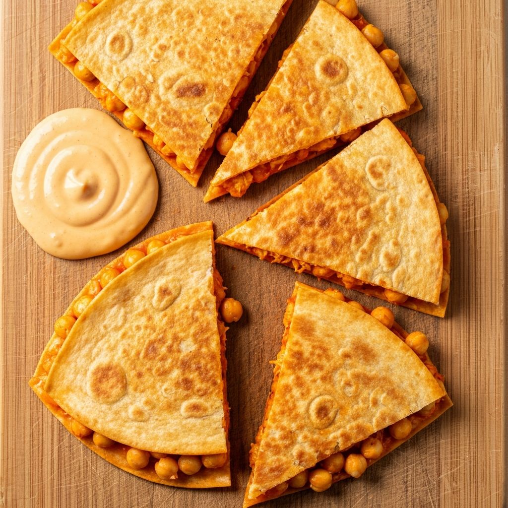 Vegan Buffalo Chickpea Queasadillas