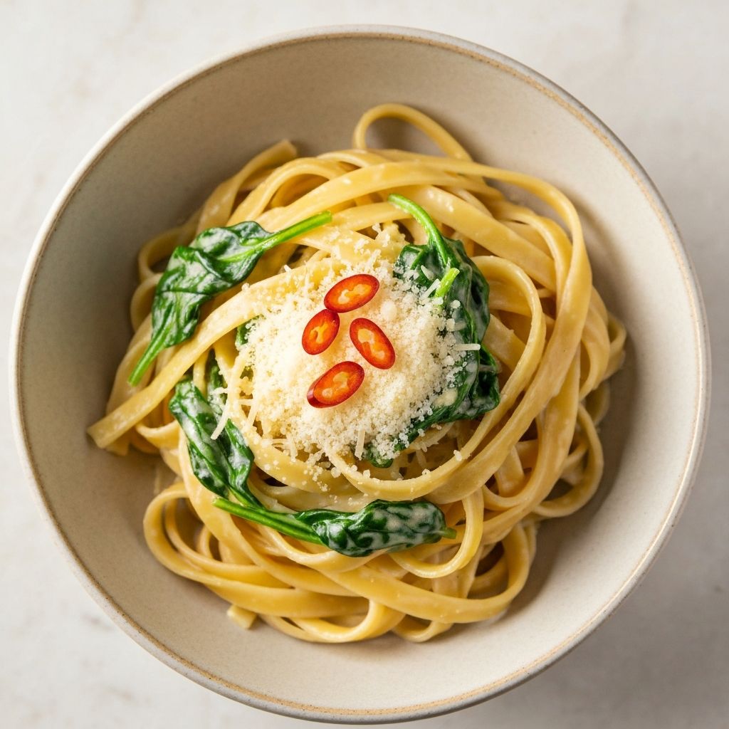 Chile Crisp Fettuccine Alfredo With Spinach